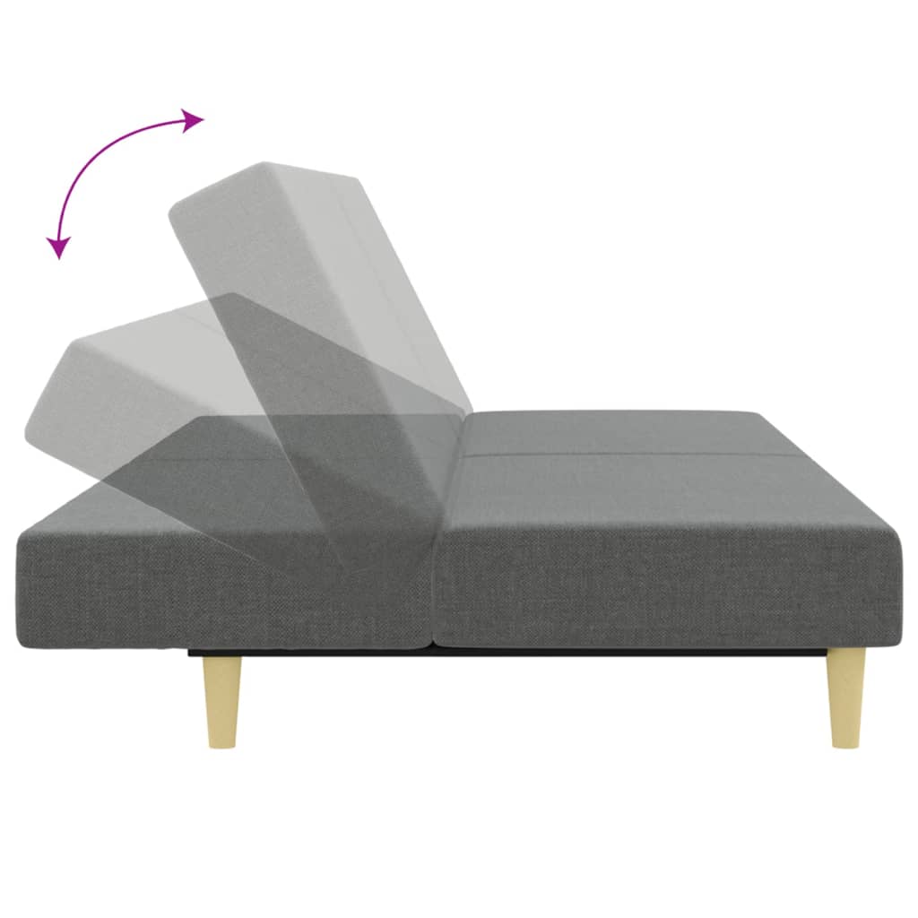 Sofá-cama de 2 lugares c/ apoio de pés tecido cinzento-escuro