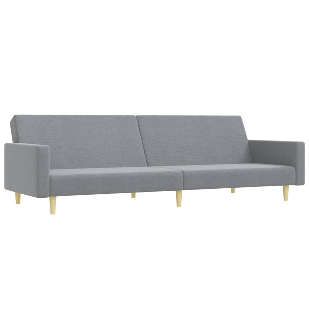 Sofá-cama de 2 lugares c/ apoio de pés tecido cinzento-claro