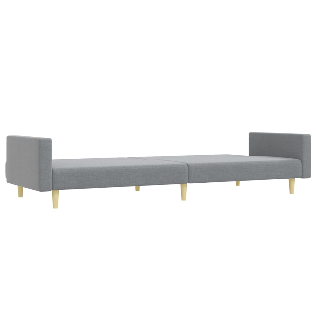 Sofá-cama de 2 lugares c/ apoio de pés tecido cinzento-claro