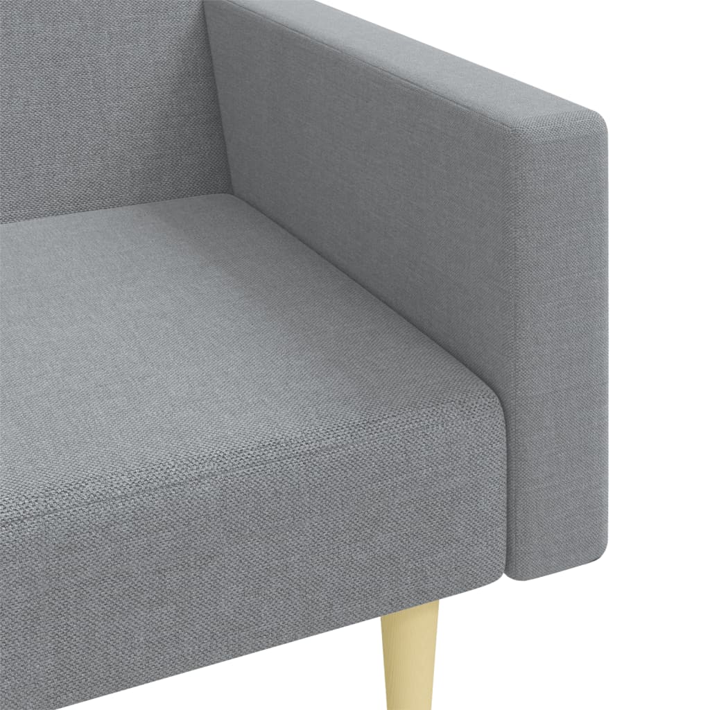 Sofá-cama de 2 lugares c/ apoio de pés tecido cinzento-claro