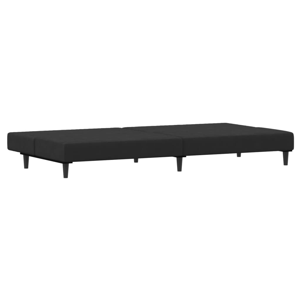 Sofá-cama 2 lugares c/ apoio de pés veludo preto