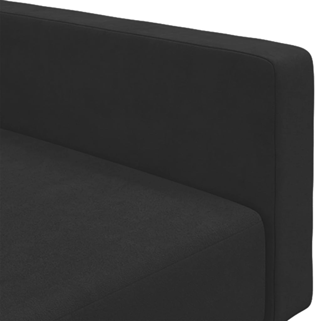Sofá-cama 2 lugares c/ apoio de pés veludo preto