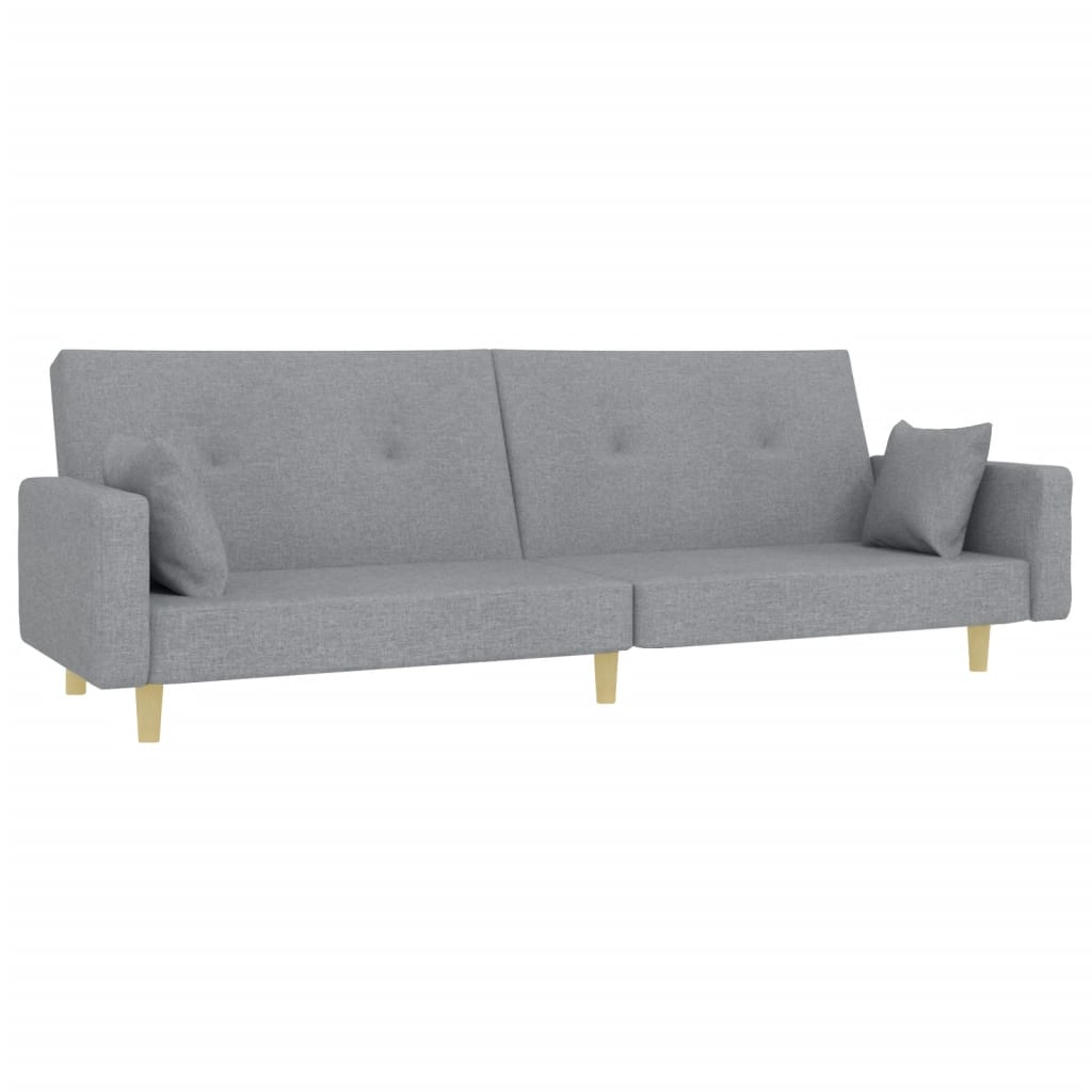 Sofá-cama de 2 lugares c/ apoio de pés tecido cinzento-claro