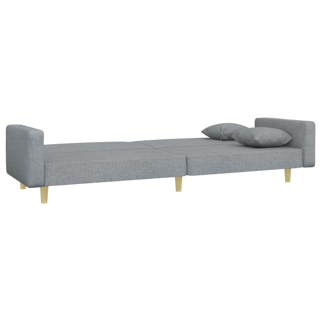Sofá-cama de 2 lugares c/ apoio de pés tecido cinzento-claro