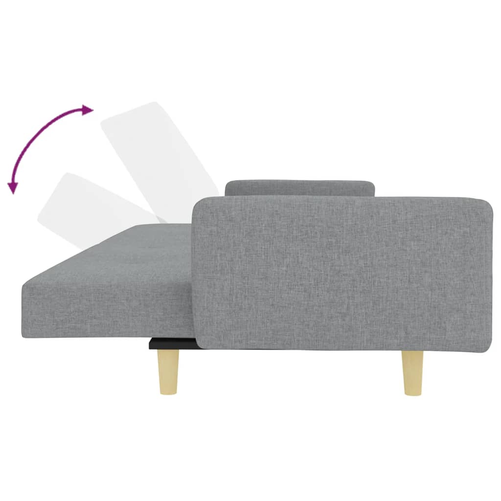 Sofá-cama de 2 lugares c/ apoio de pés tecido cinzento-claro