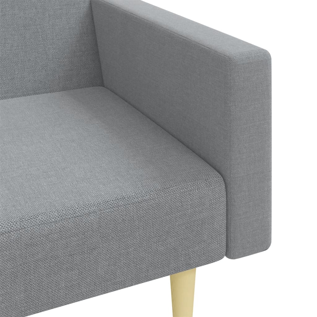 Sofá-cama de 2 lugares c/ apoio de pés tecido cinzento-claro