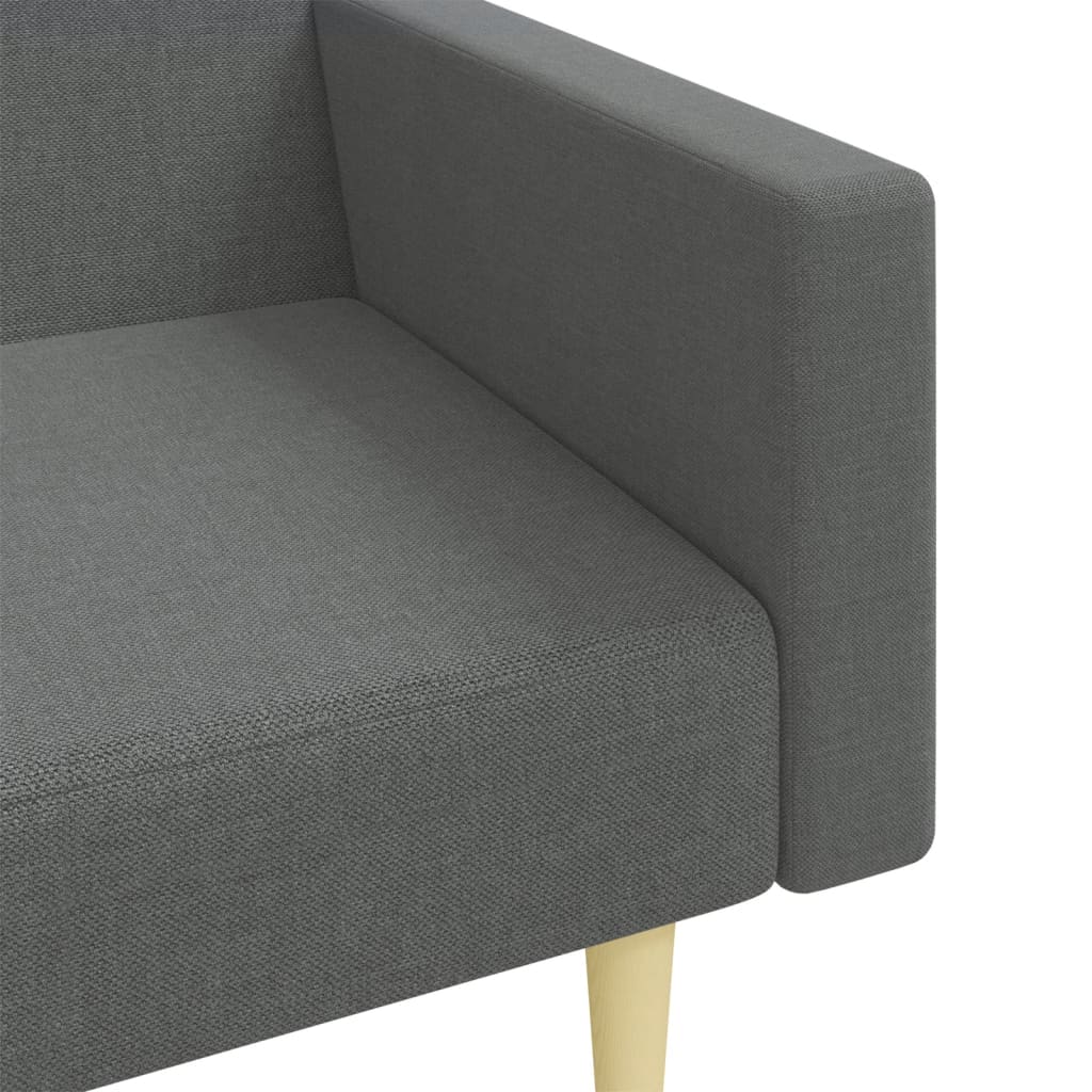 Sofá-cama de 2 lugares c/ apoio de pés tecido cinzento-escuro