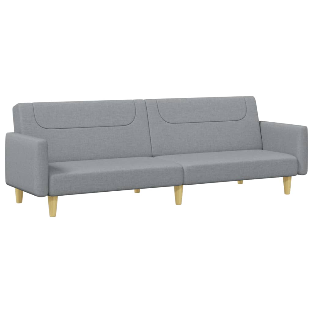 Sofá-cama de 2 lugares c/ apoio de pés tecido cinzento-claro