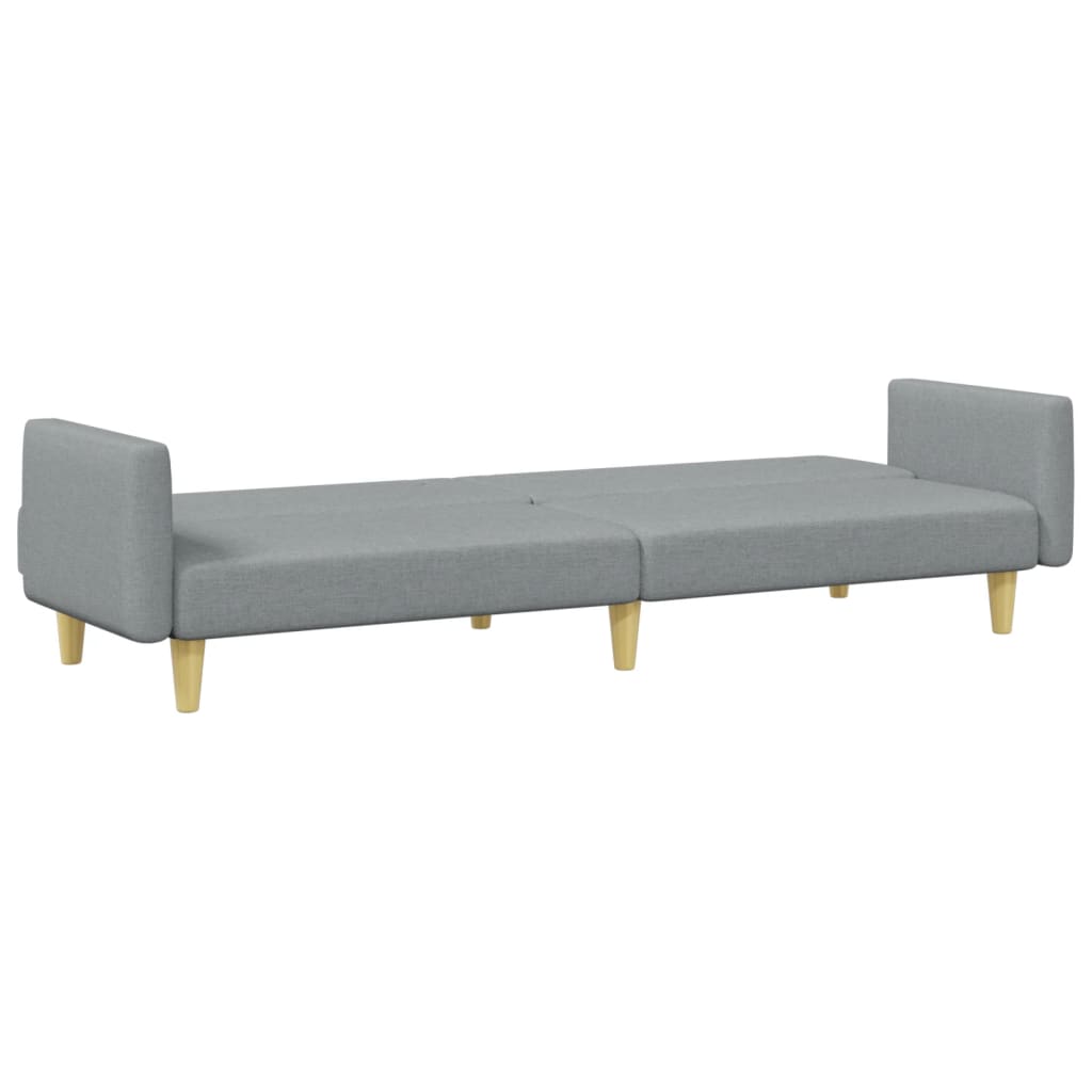 Sofá-cama de 2 lugares c/ apoio de pés tecido cinzento-claro