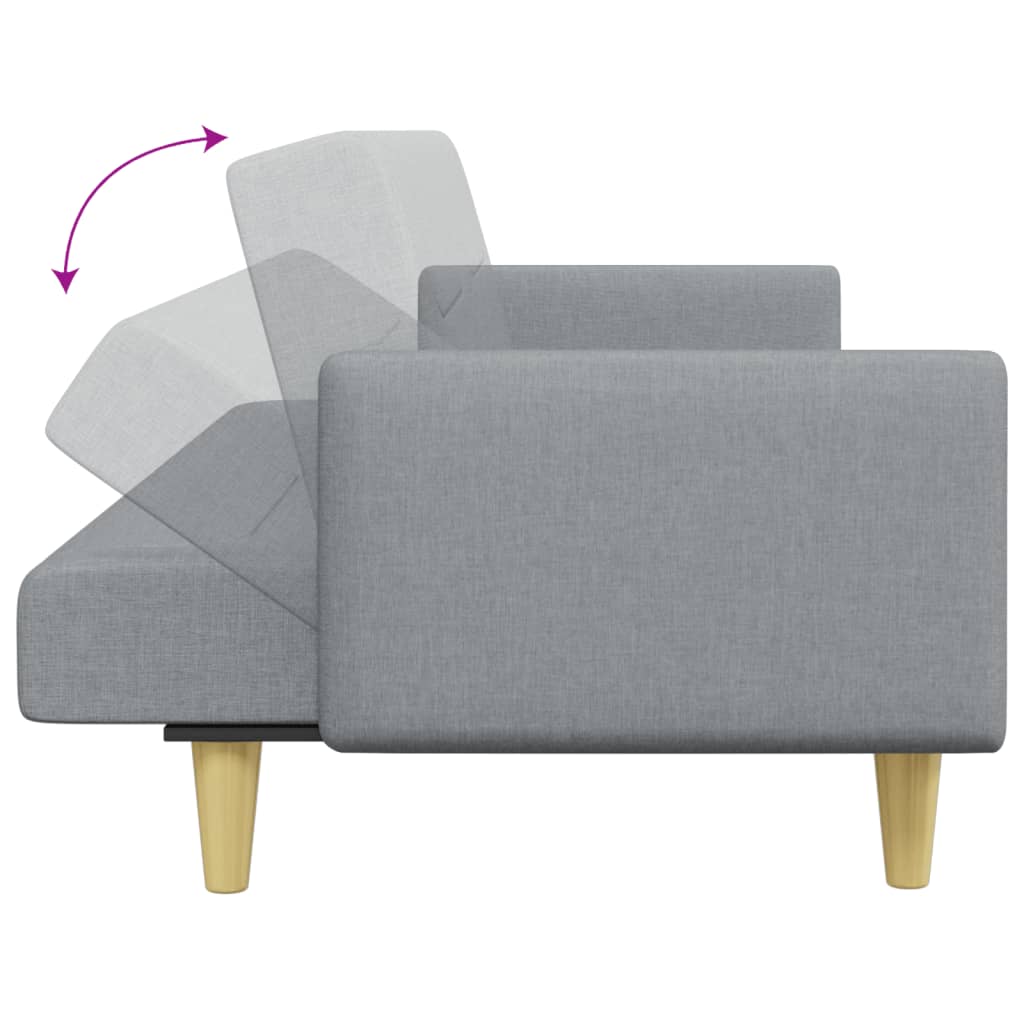 Sofá-cama de 2 lugares c/ apoio de pés tecido cinzento-claro
