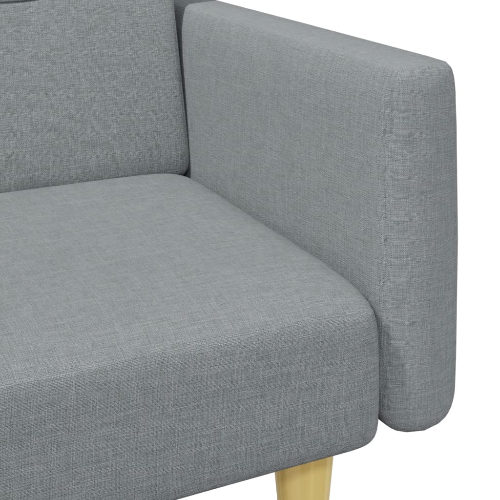 Sofá-cama de 2 lugares c/ apoio de pés tecido cinzento-claro
