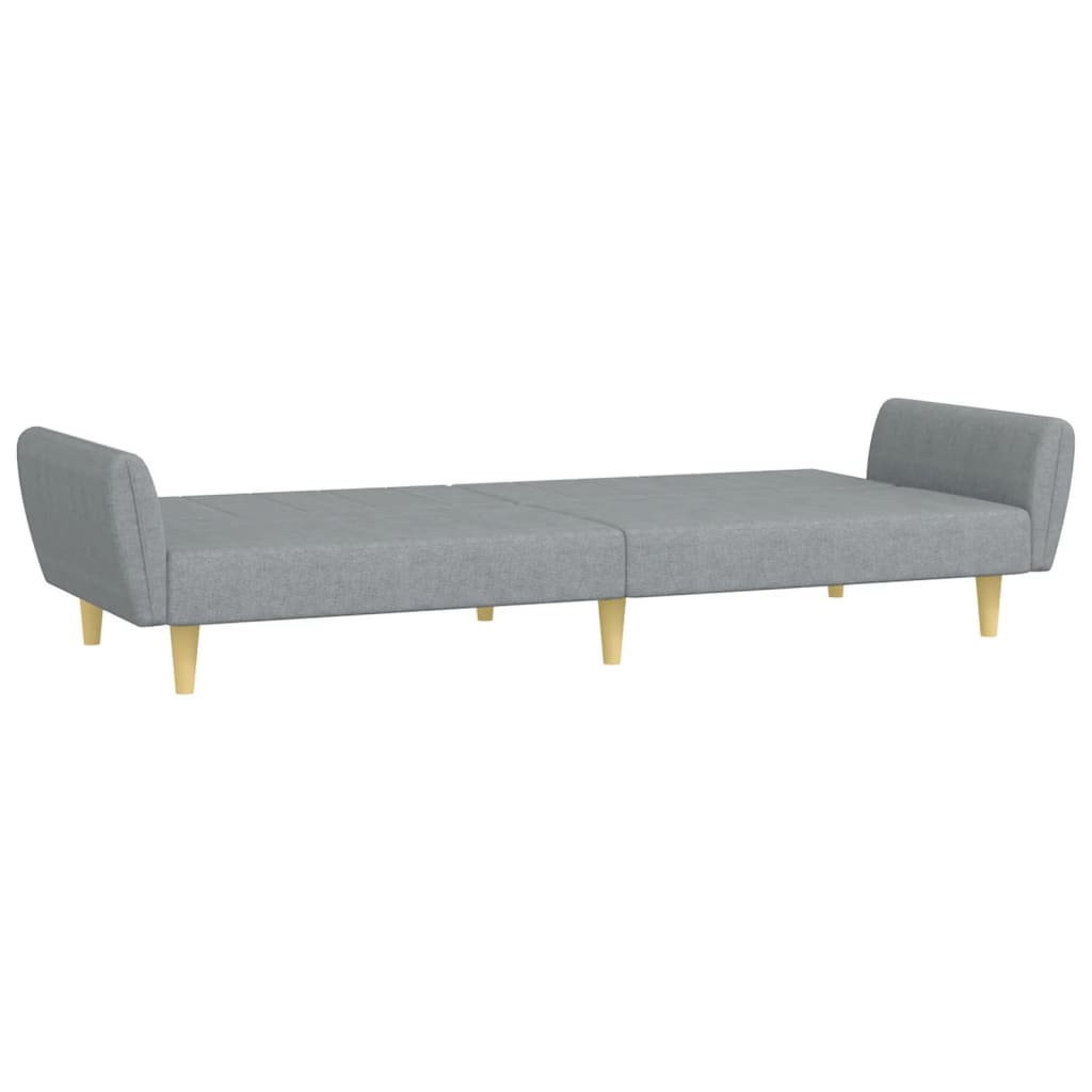 2-seater sofa bed with footrest in light grey fabric
