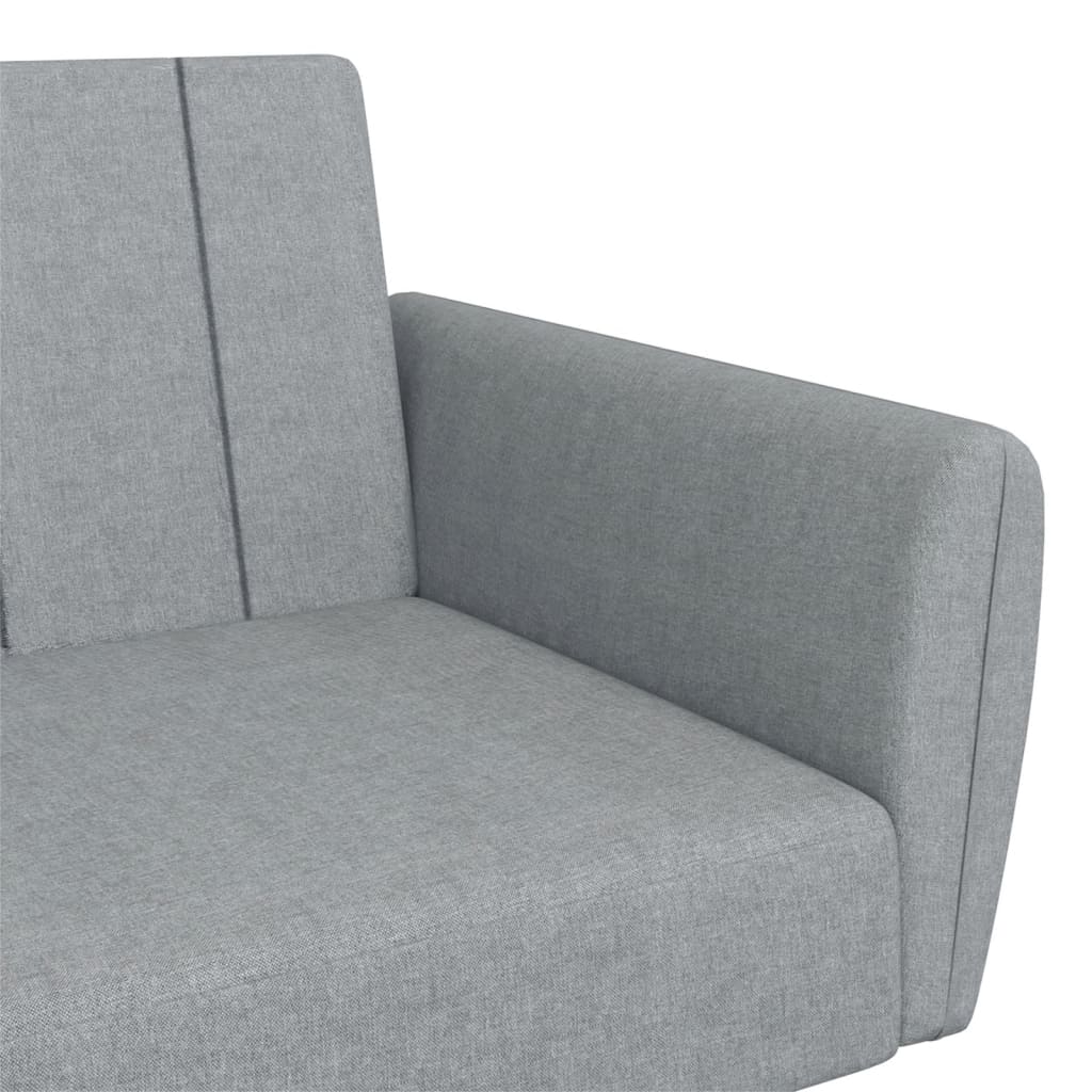 2-seater sofa bed with footrest in light grey fabric