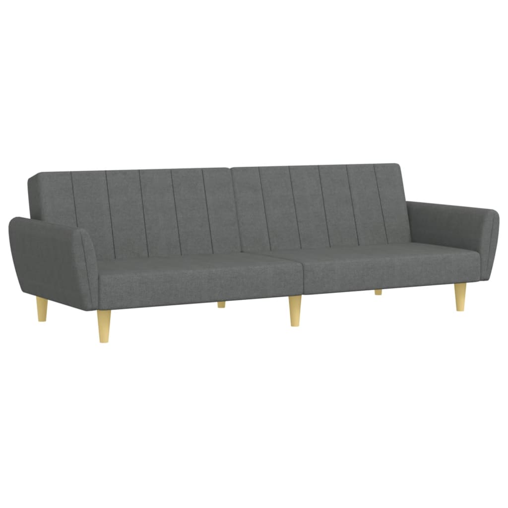 Sofá-cama de 2 lugares c/ apoio de pés tecido cinzento-escuro