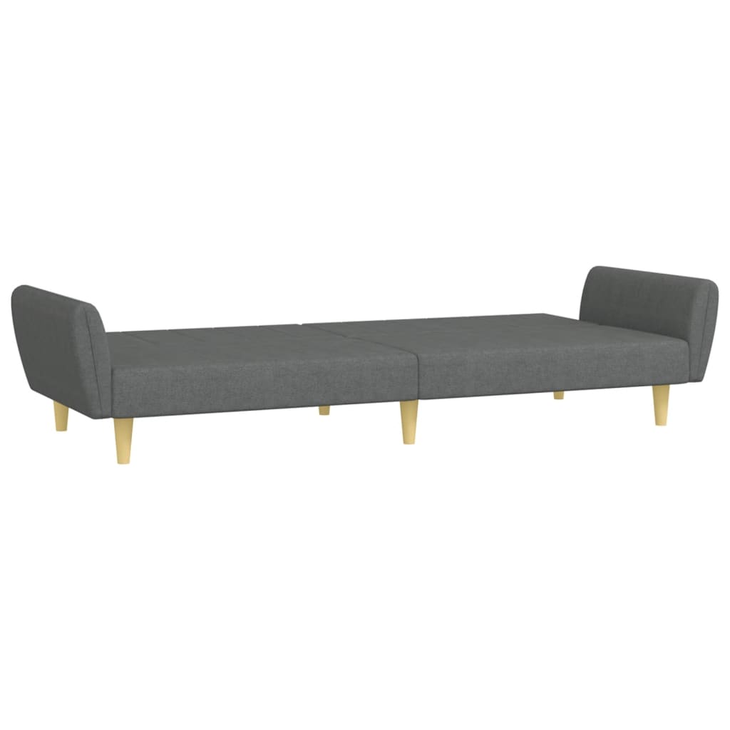 Sofá-cama de 2 lugares c/ apoio de pés tecido cinzento-escuro