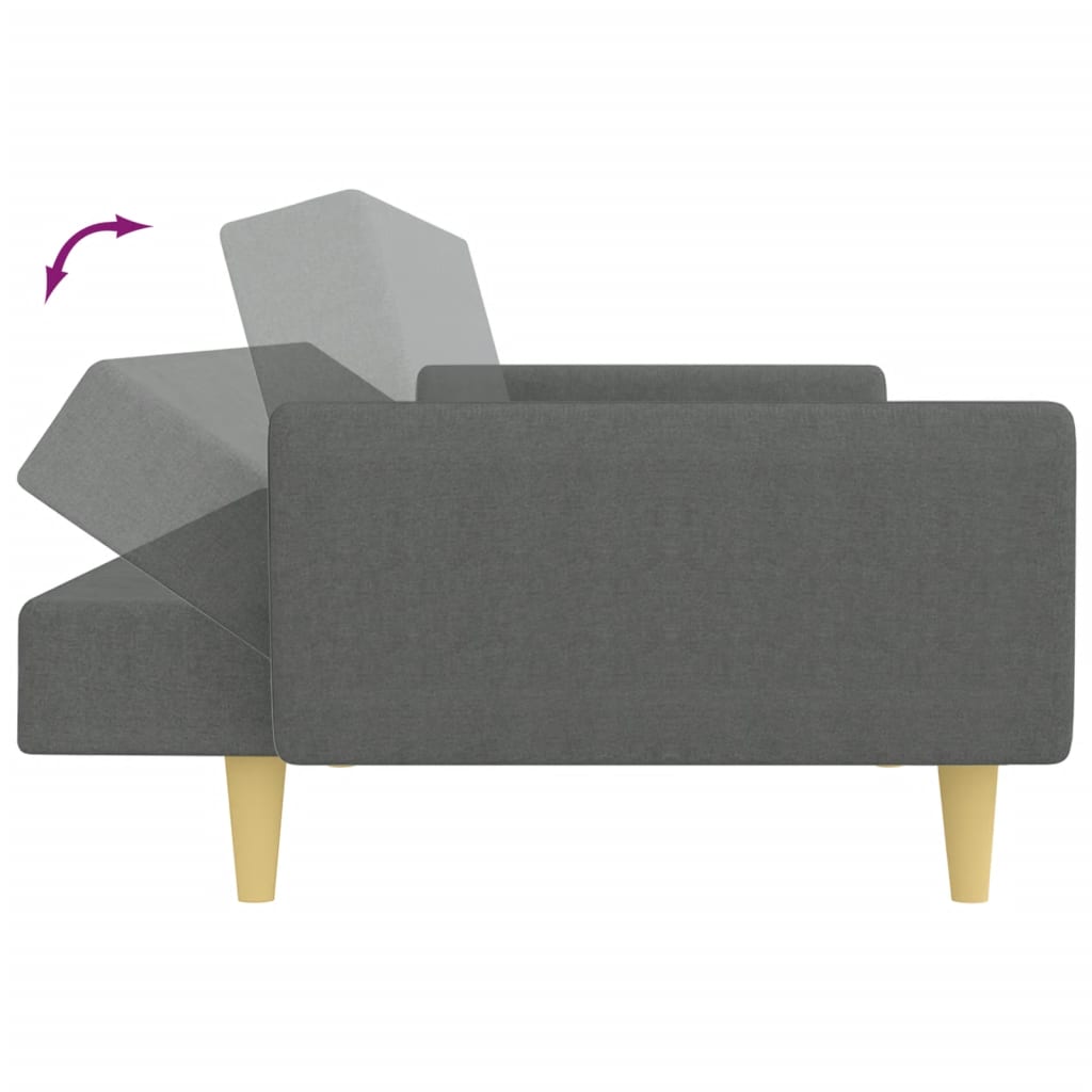 Sofá-cama de 2 lugares c/ apoio de pés tecido cinzento-escuro