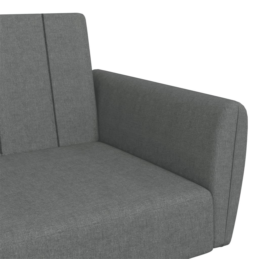 Sofá-cama de 2 lugares c/ apoio de pés tecido cinzento-escuro