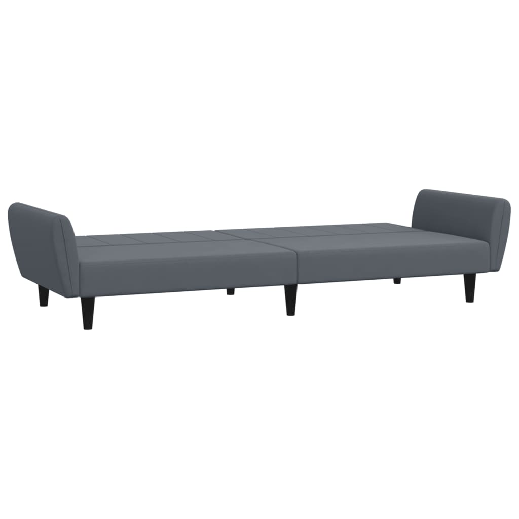 Sofá-cama 2 lugares c/ apoio de pés veludo cinzento-escuro