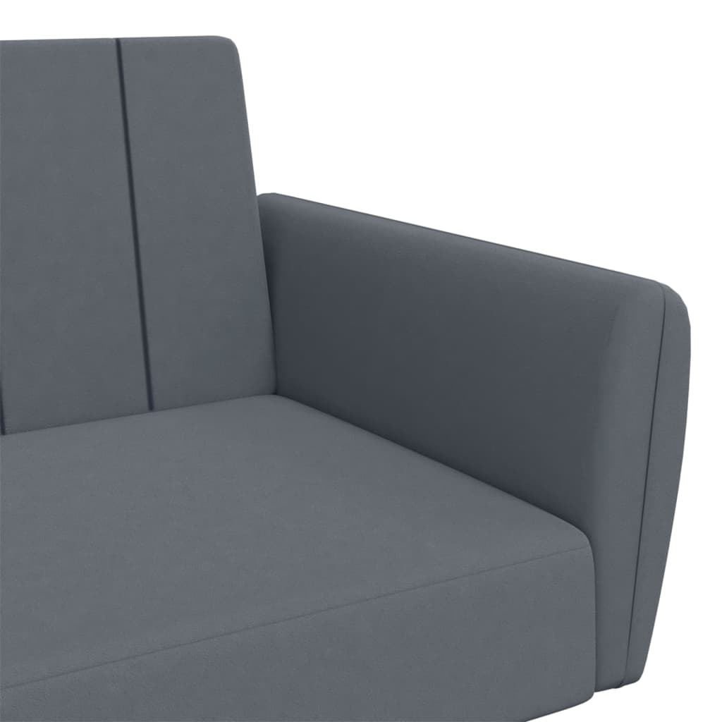 Sofá-cama 2 lugares c/ apoio de pés veludo cinzento-escuro