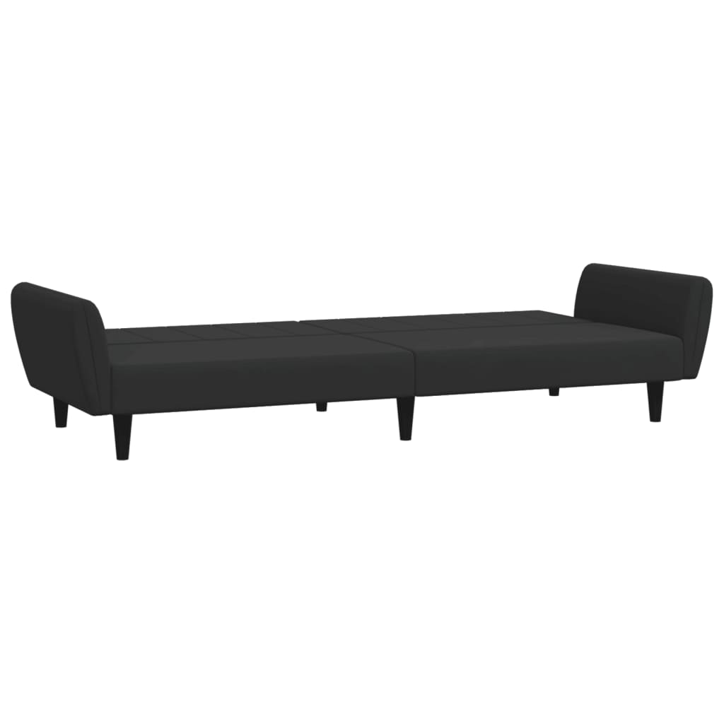 Sofá-cama 2 lugares c/ apoio de pés veludo preto