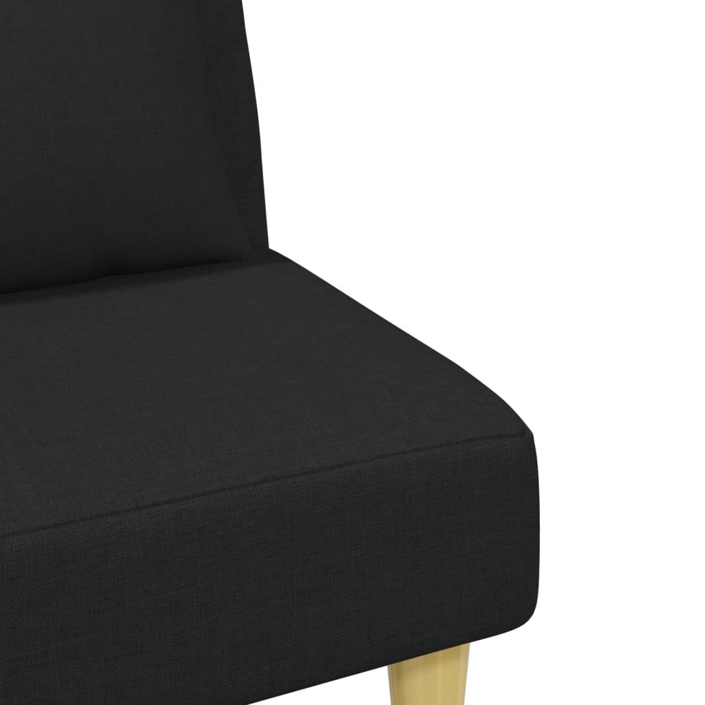 Sofá-cama 2 lugares c/ almofadas e apoio de pés tecido preto