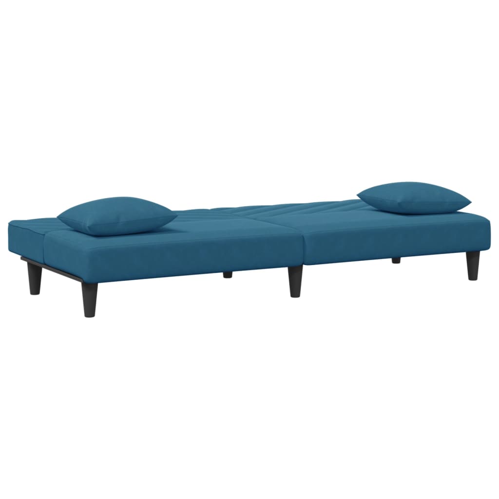 2 pcs conjunto de sofás com almofadas veludo azul