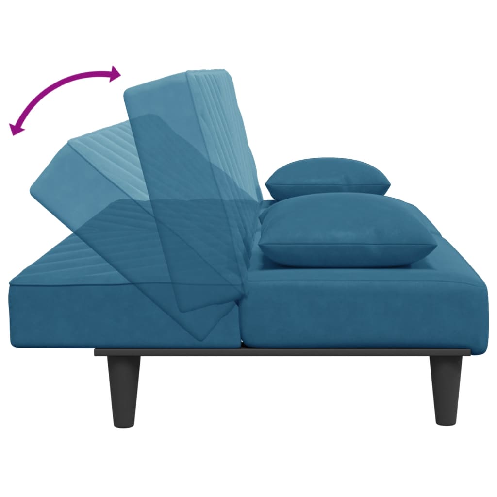2 pcs conjunto de sofás com almofadas veludo azul