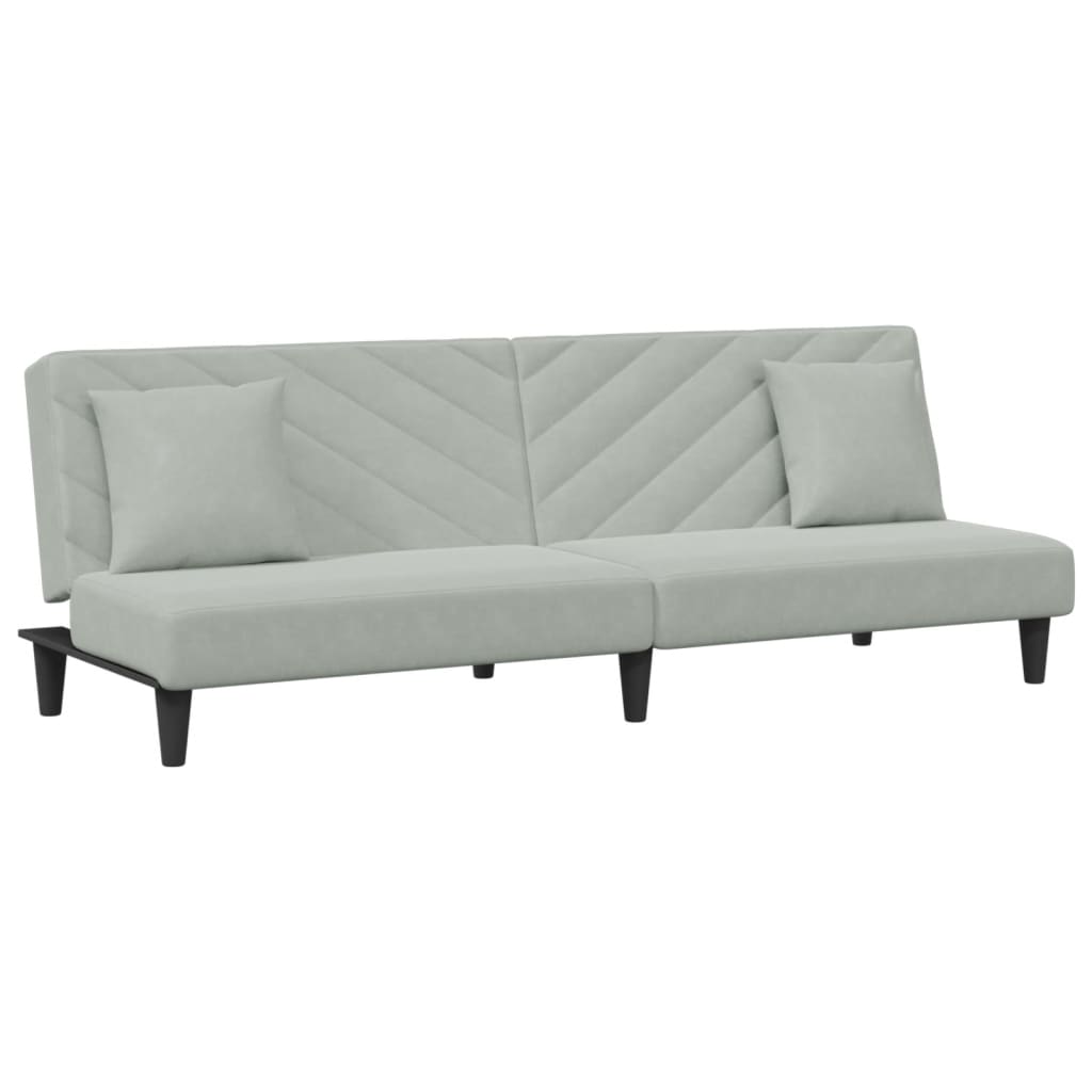 2 pcs conjunto de sofás com almofadas veludo cinzento-claro