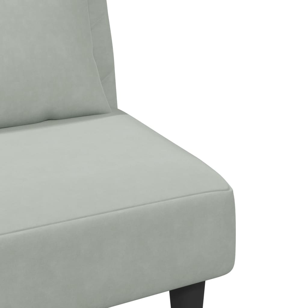 2 pcs conjunto de sofás com almofadas veludo cinzento-claro