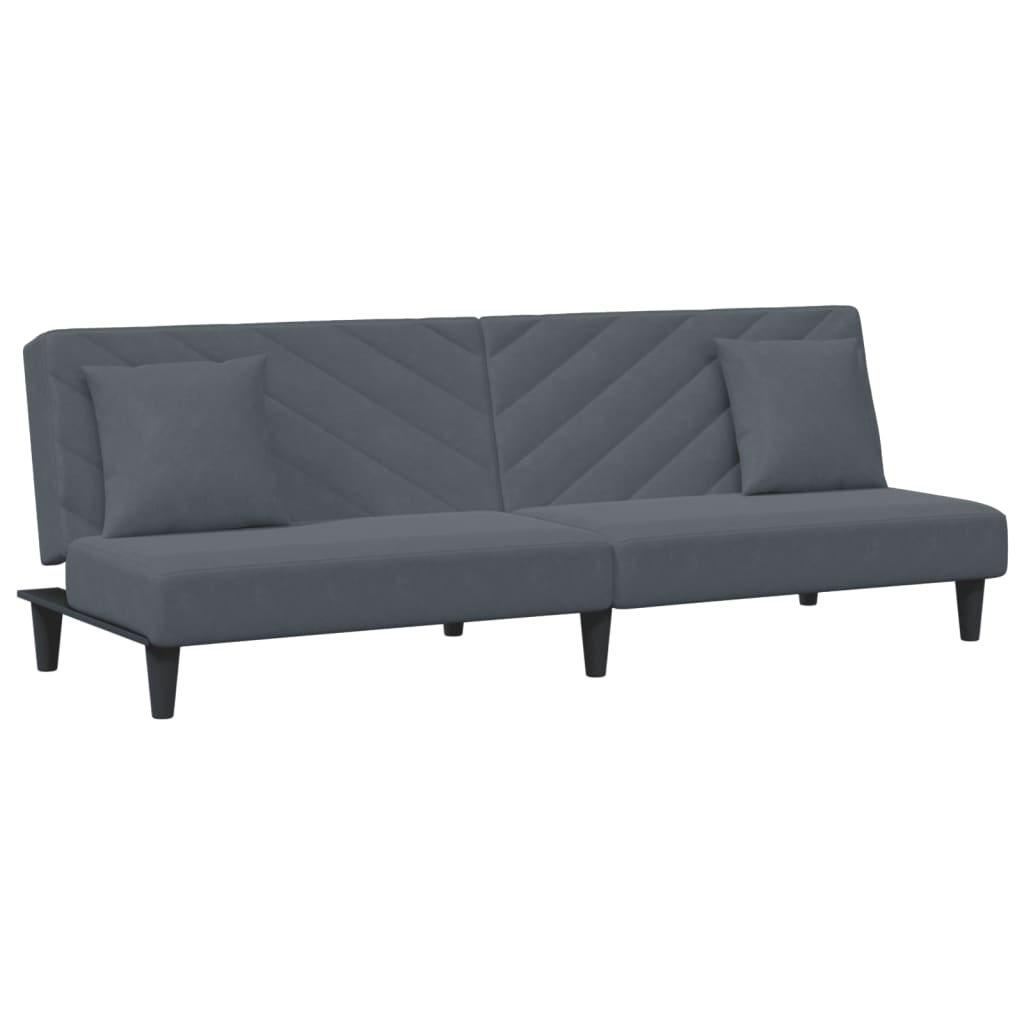 2 pcs conjunto de sofás com almofadas veludo cinzento-escuro