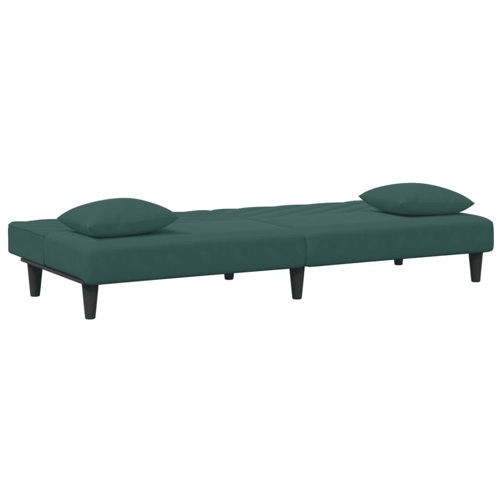 2 pcs conjunto de sofás com almofadas veludo verde-escuro