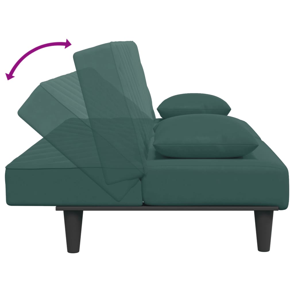 2 pcs conjunto de sofás com almofadas veludo verde-escuro
