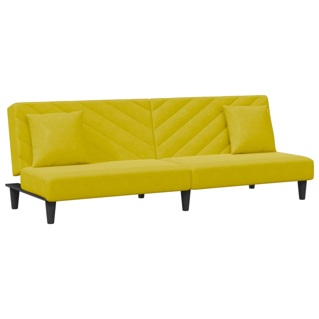 2 pcs conjunto de sofás com almofadas veludo amarelo
