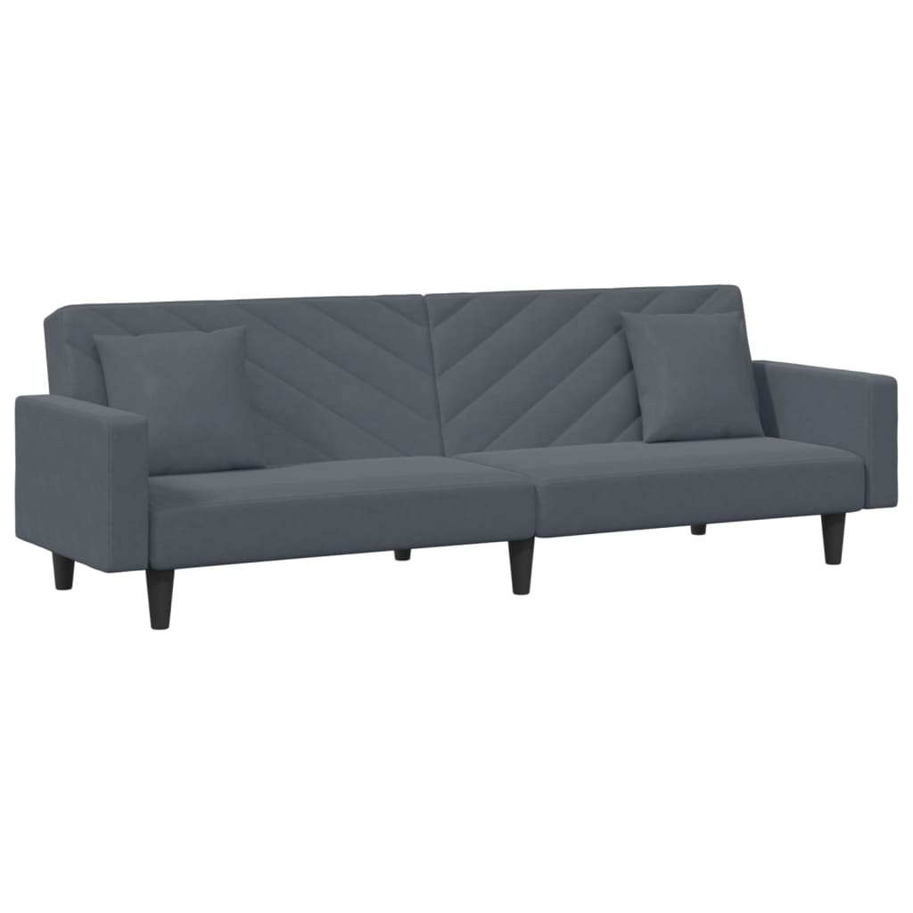 2 pcs conjunto de sofás com almofadas veludo cinzento-escuro