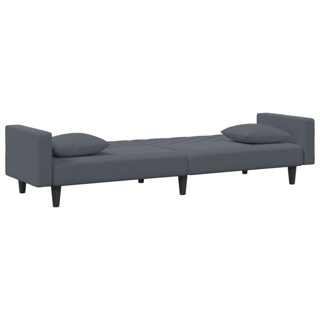 2 pcs conjunto de sofás com almofadas veludo cinzento-escuro