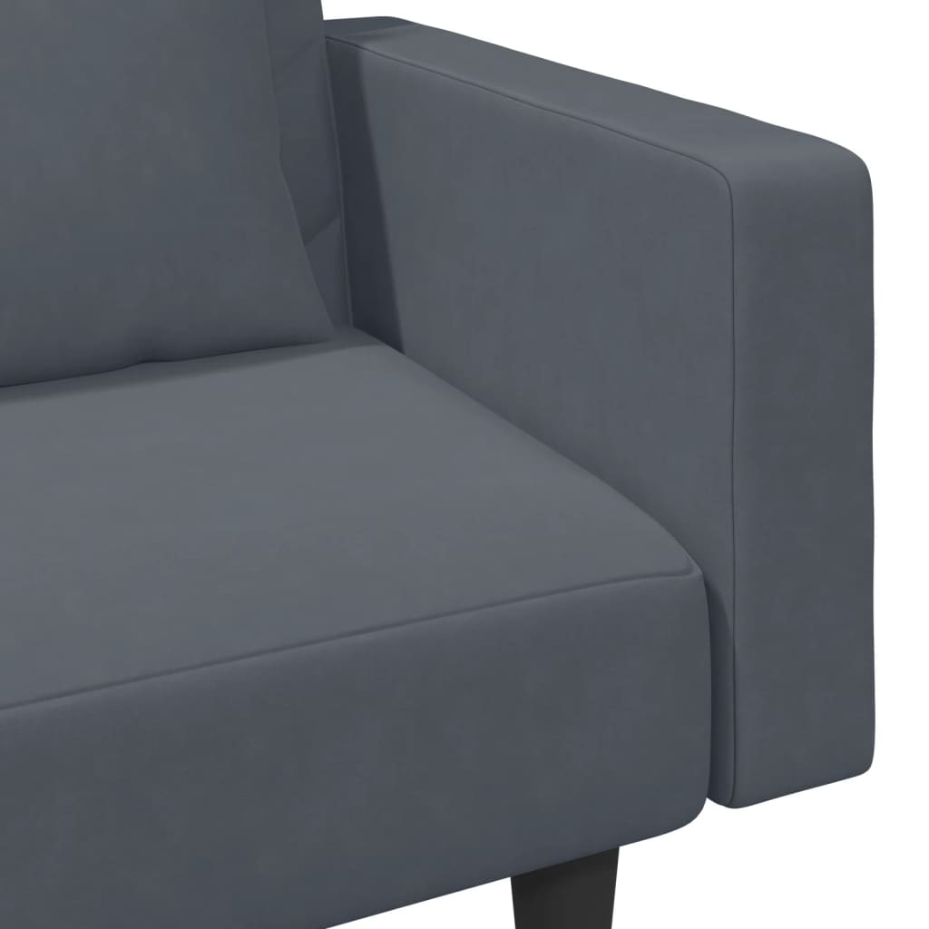 2 pcs conjunto de sofás com almofadas veludo cinzento-escuro