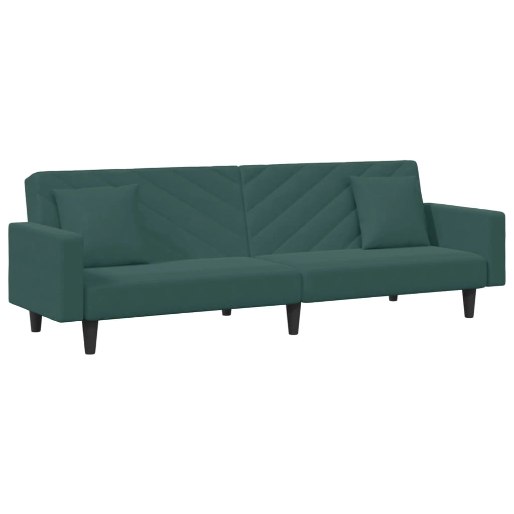 2 pcs conjunto de sofás com almofadas veludo verde-escuro
