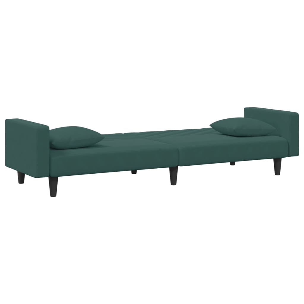 2 pcs conjunto de sofás com almofadas veludo verde-escuro
