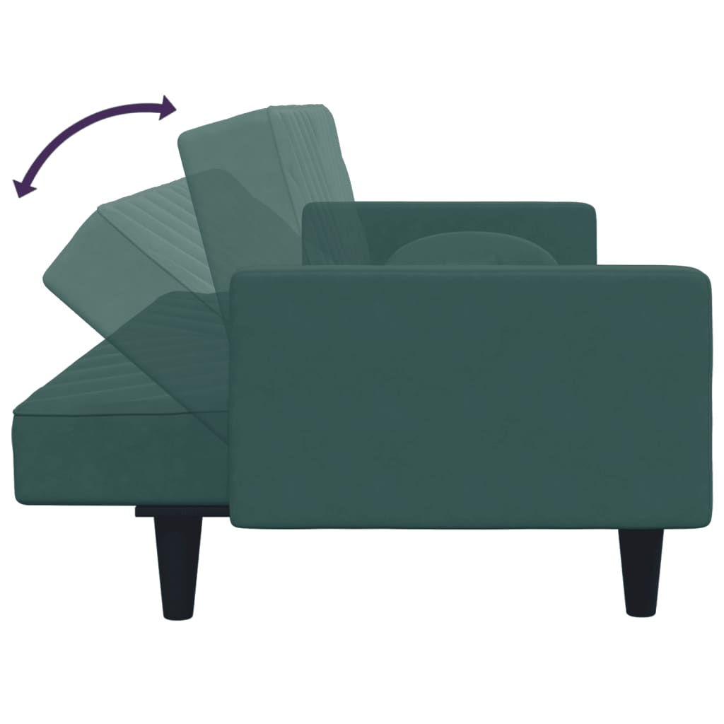 2 pcs conjunto de sofás com almofadas veludo verde-escuro