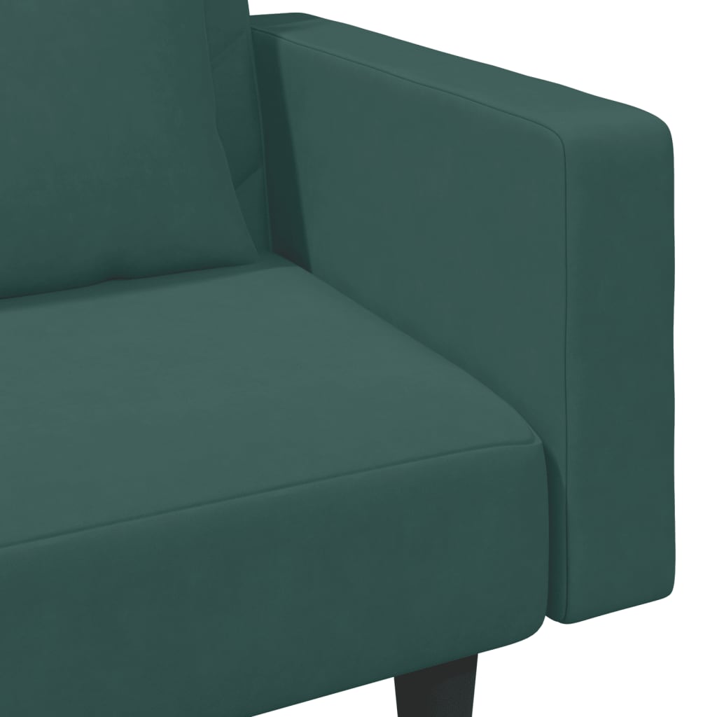 2 pcs conjunto de sofás com almofadas veludo verde-escuro