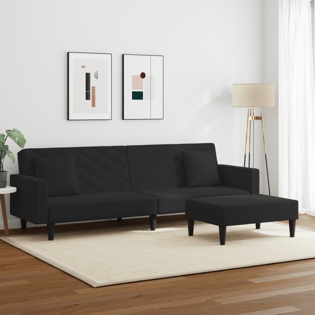 2 pcs conjunto de sofás com almofadas veludo preto