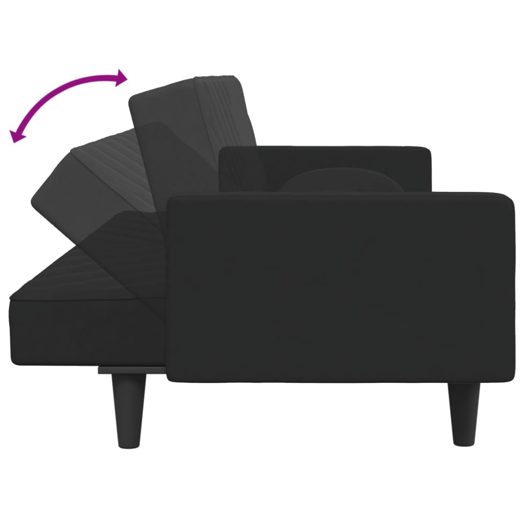 2 pcs conjunto de sofás com almofadas veludo preto