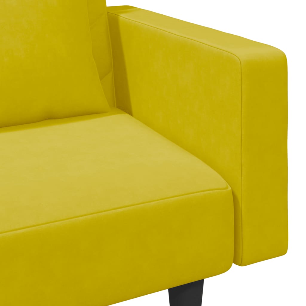 2 pcs conjunto de sofás com almofadas veludo amarelo