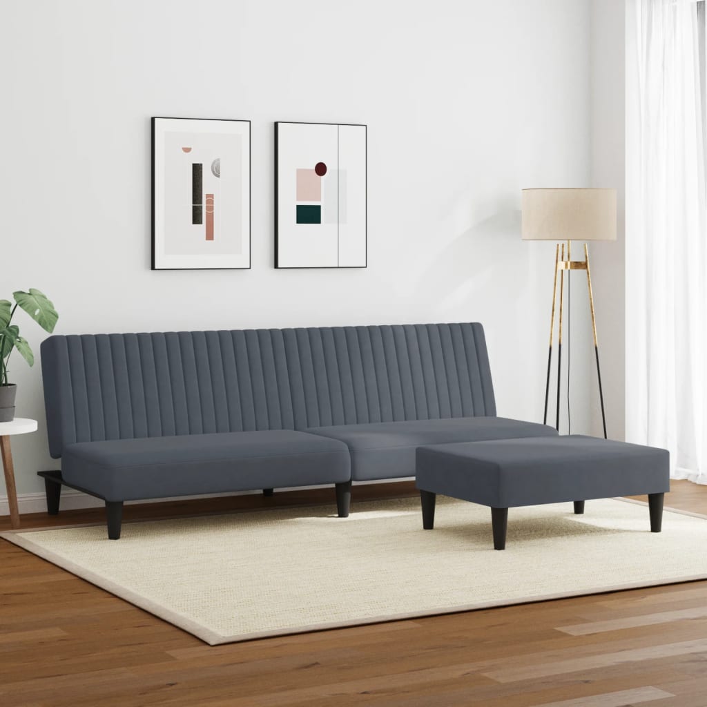 2 pcs conjunto de sofás veludo cinzento-escuro