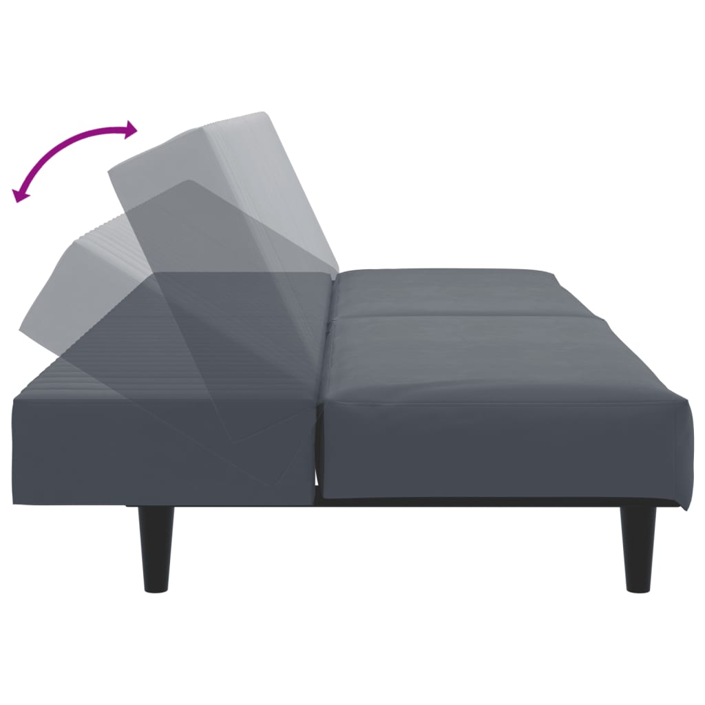 2 pcs conjunto de sofás veludo cinzento-escuro