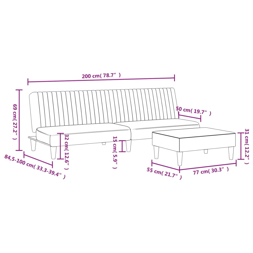2 pcs conjunto de sofás veludo verde-escuro