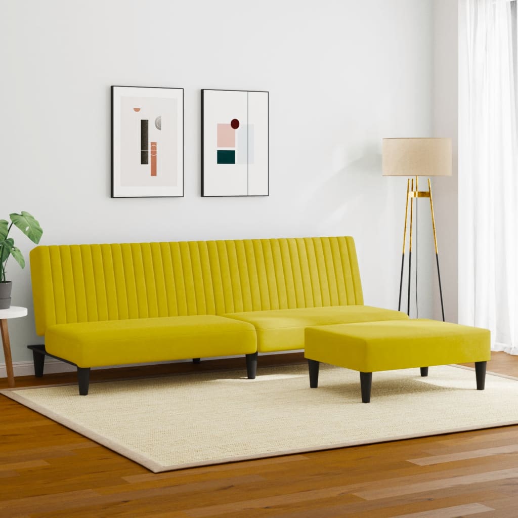 2 pcs conjunto de sofás veludo amarelo