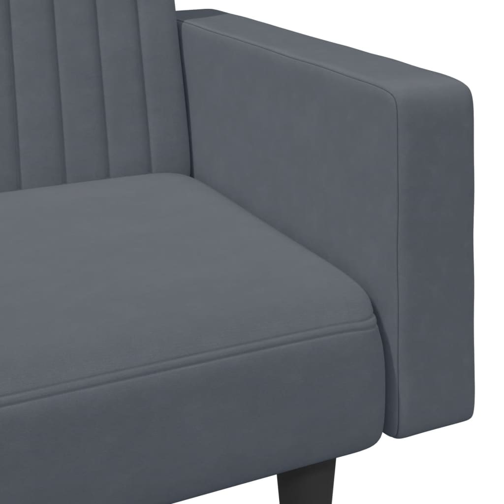 2 pcs conjunto de sofás veludo cinzento-escuro