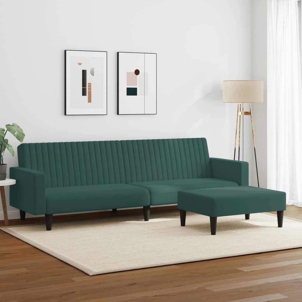 2 pcs conjunto de sofás veludo verde-escuro