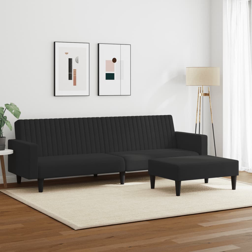 2 pcs conjunto de sofás veludo preto